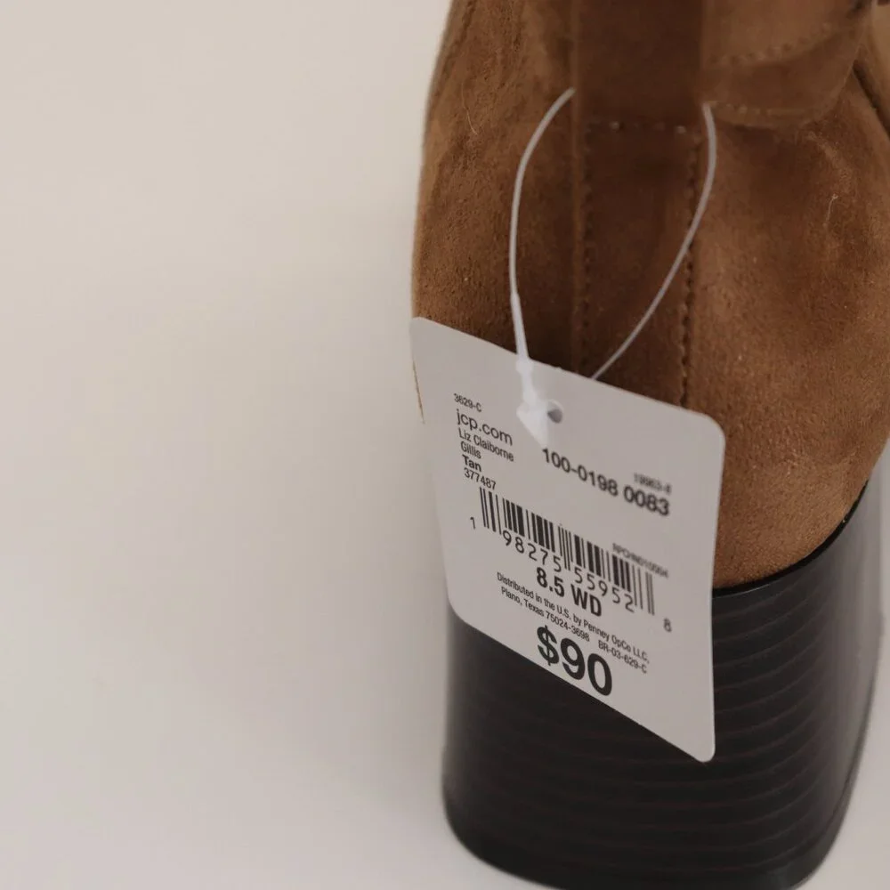 Liz Claiborne Women's Tan‎ Swede Boots New with Tags and Zippers on Sides